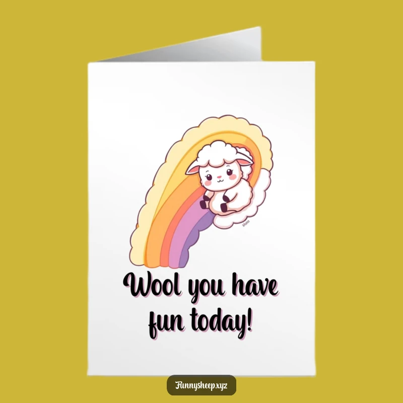 Free Printable Birthday Card: Wool Rainbow Sheep Slide, Funny Joyful Downloadable Gift