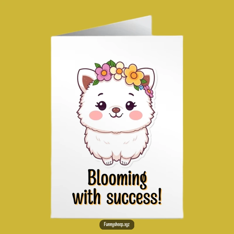 Free Printable Fluffy Flower Crown Congratulations Card: Blooming Success Downloadable Gift