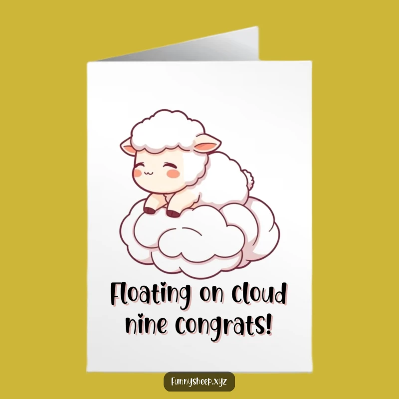 Free Printable Sheep Congrats Card: Cloud Floating Downloadable Gift