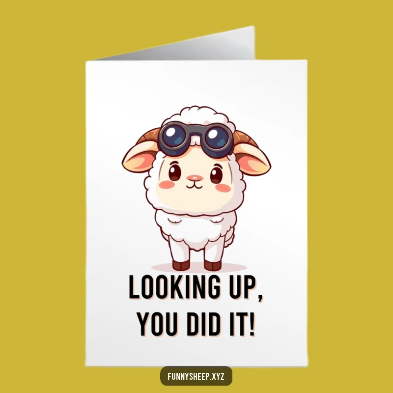 Free Printable Congrats Card: Curious Sheep Sky Watcher - Funny Downloadable Gift!