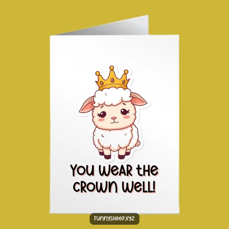 Free Printable Congrats Card: Regal Sheep Crown Humor Downloadable