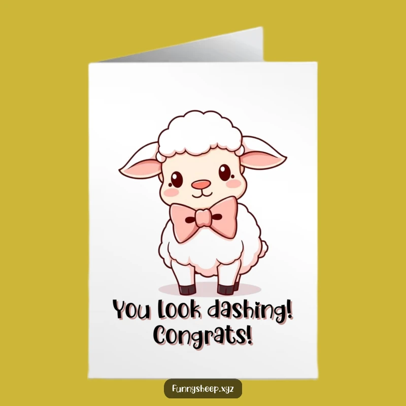 Free Printable Congrats Card: Silly Sheep Bowtie, Humorous Downloadable for Any Occasion