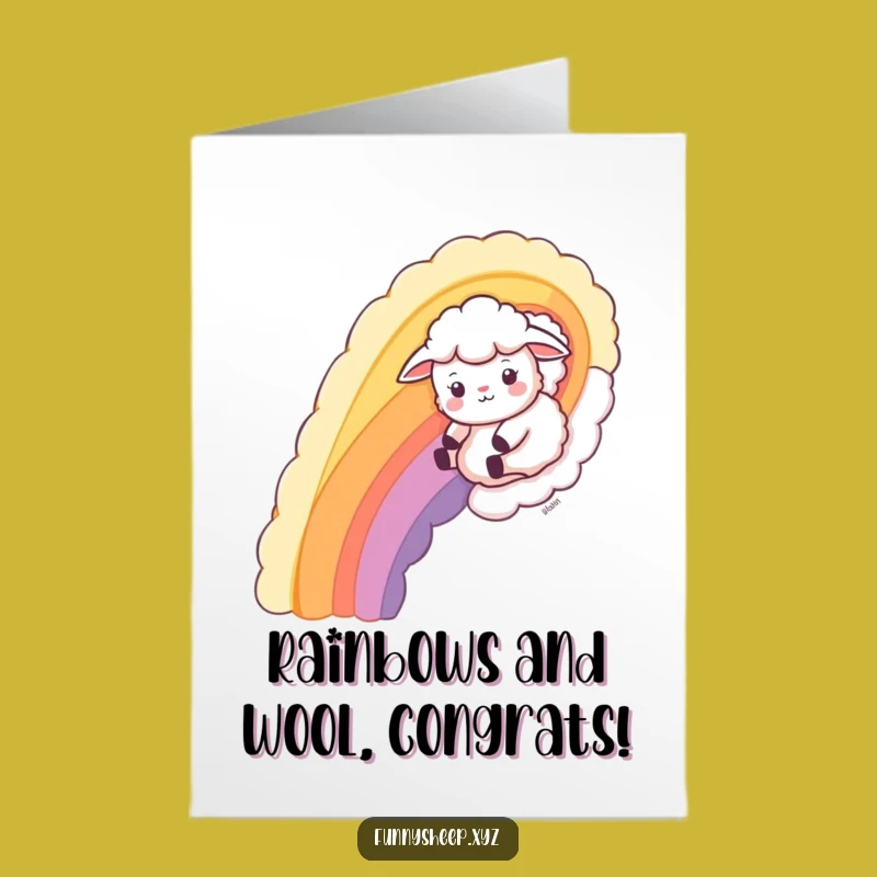 Free Printable Congrats Card: Wool Rainbow Sheep, Humorous Downloadable for Achievements