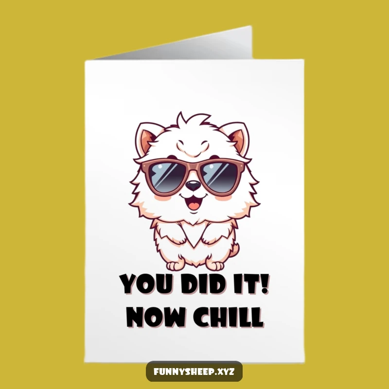 Free Printable Congrats Card: Giggling Fluffy Animal in Sunglasses, Funny Downloadable Gift
