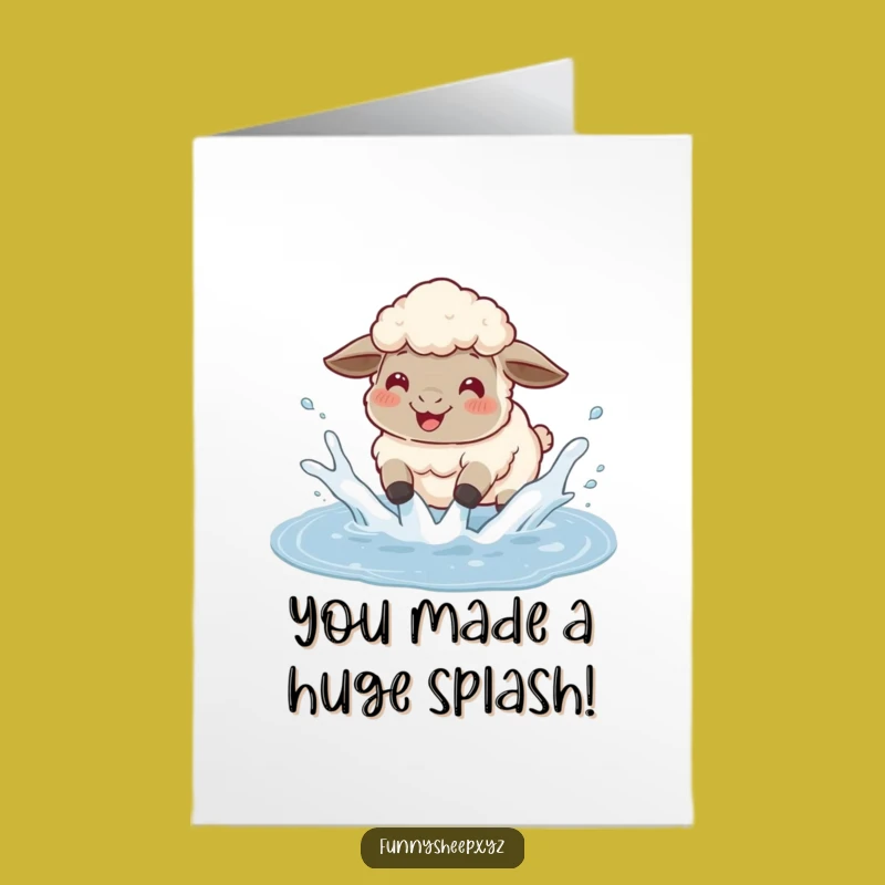 Free Printable Congrats Card: Sheep's Joyful Splash Downloadable Fun
