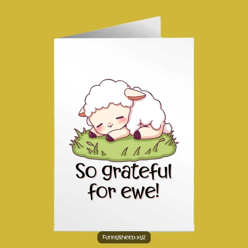 Free Printable Funny Thank You Card: Sleepy Sheep Gratitude - Downloadable Relaxing Gift