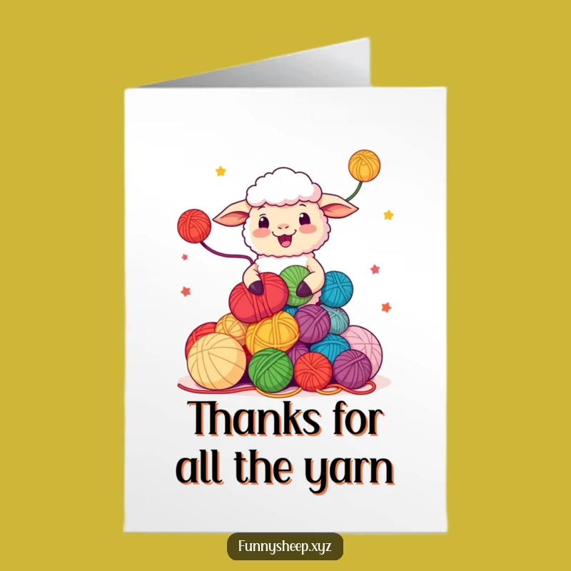 Free Printable Sheep Thank You Card: Juggling Yarn Downloadable Gift