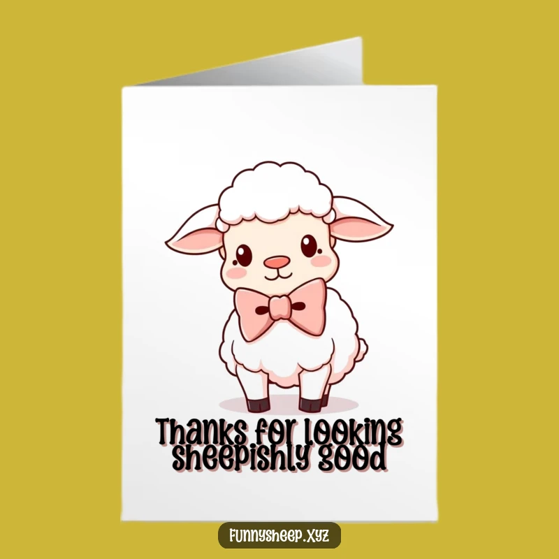 Free Printable Thank You Card: Silly Sheep Bowtie, Downloadable Gratitude with a Giggle