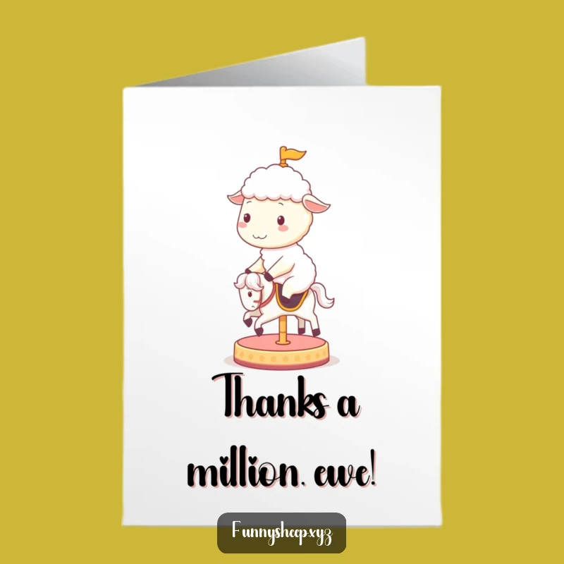 Free Printable Funny Thank You Card: Sheep Carousel Gratitude - Downloadable Appreciation Gift
