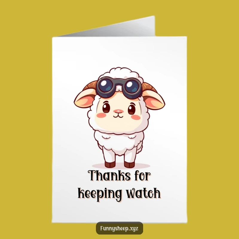 Free Printable Thank You Card: Curious Sheep Sky Watcher - Funny Downloadable Gift!