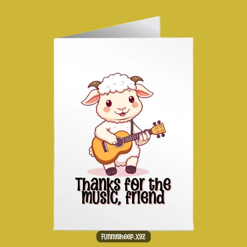 Free Printable Thank You Card: Sheep Ukulele Serenade Downloadable Humor