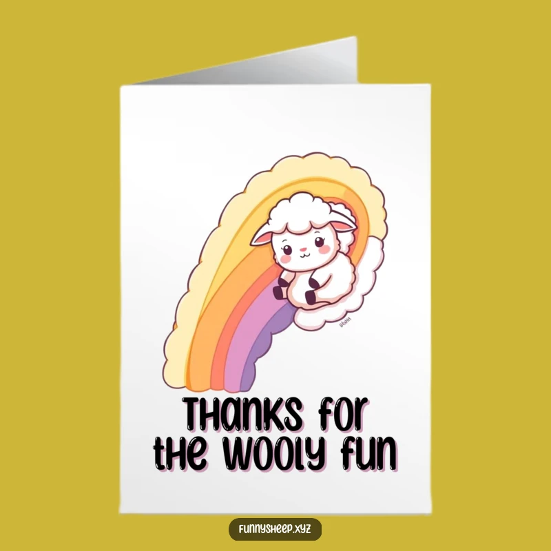 Free Printable Thank You Card: Wool Rainbow Sheep, Downloadable Gratitude with a Smile