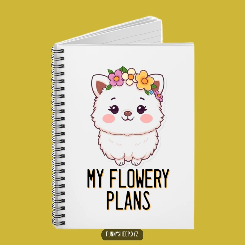 Funny Flower Crown Animal Notebook: Journal with Happy Fluffy Character, Gift