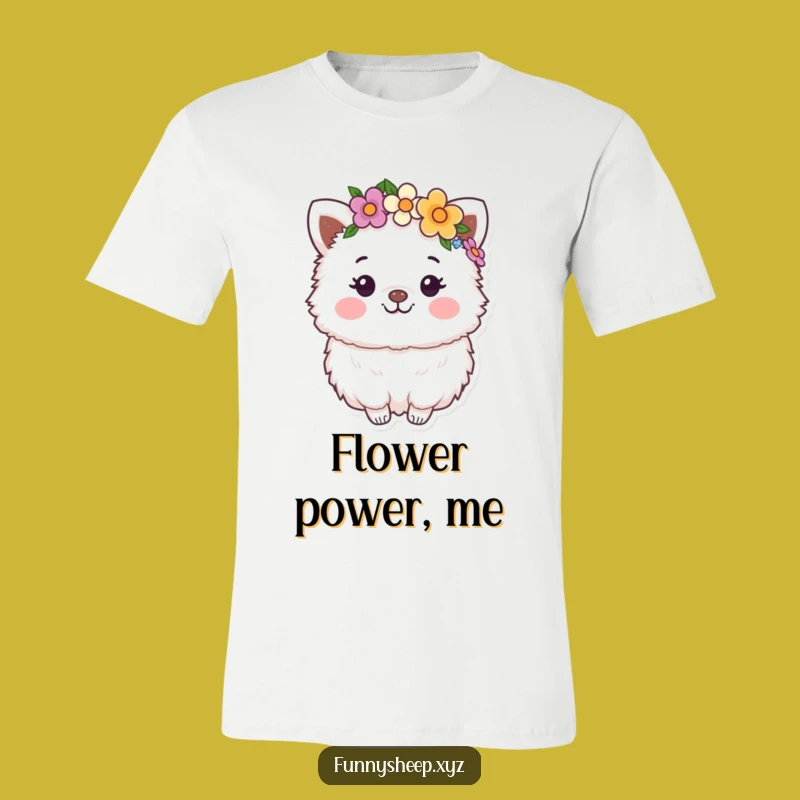 Funny Flower Crown Animal T-Shirt: Happy Fluffy Character, Whimsical Funny Gift