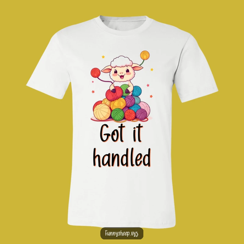 Funny Sheep Juggling Yarn T-Shirt: Skilled Character Tee, Awesome Funny Gift