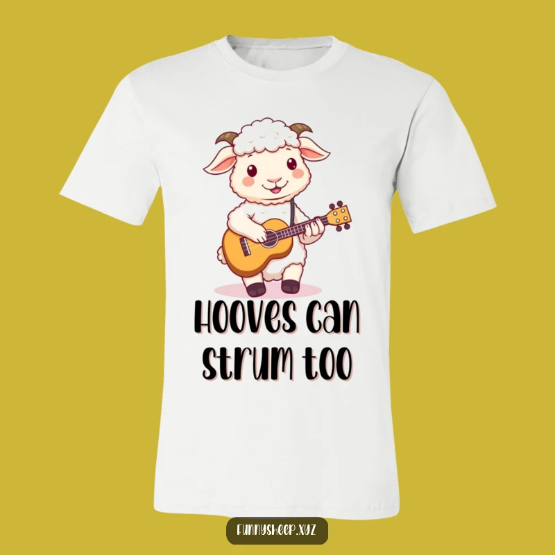 Funny Sheep Ukulele T-Shirt, Playful Woolly Musician Tee, Hilarious Animal Lover Gift