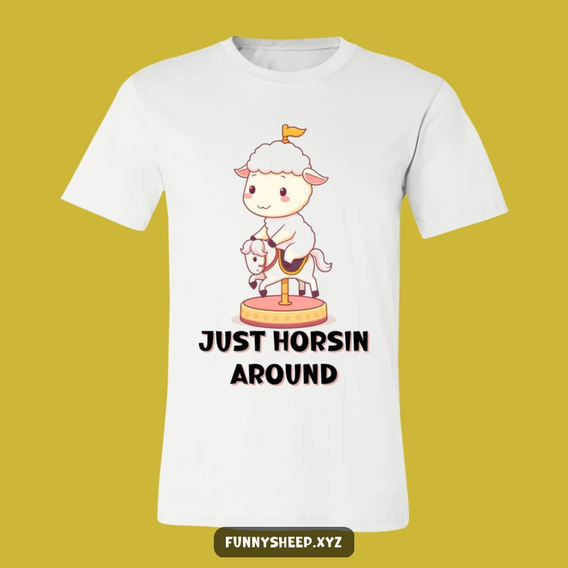 Funny Sheep Carousel T-Shirt: Wear Your Joy with This Cheerful Sheep Design!