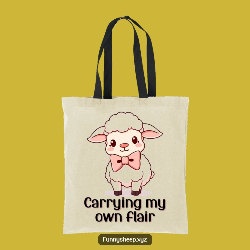 Funny Oversized Bowtie Sheep Tote Bag: Carry Your Laughs, Perfect Funny Gift