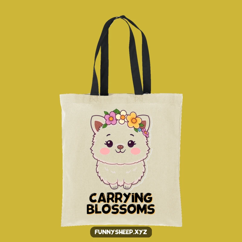 Funny Flower Crown Animal Tote Bag: Carry Your Style with Happy Fluffy Character, Gift