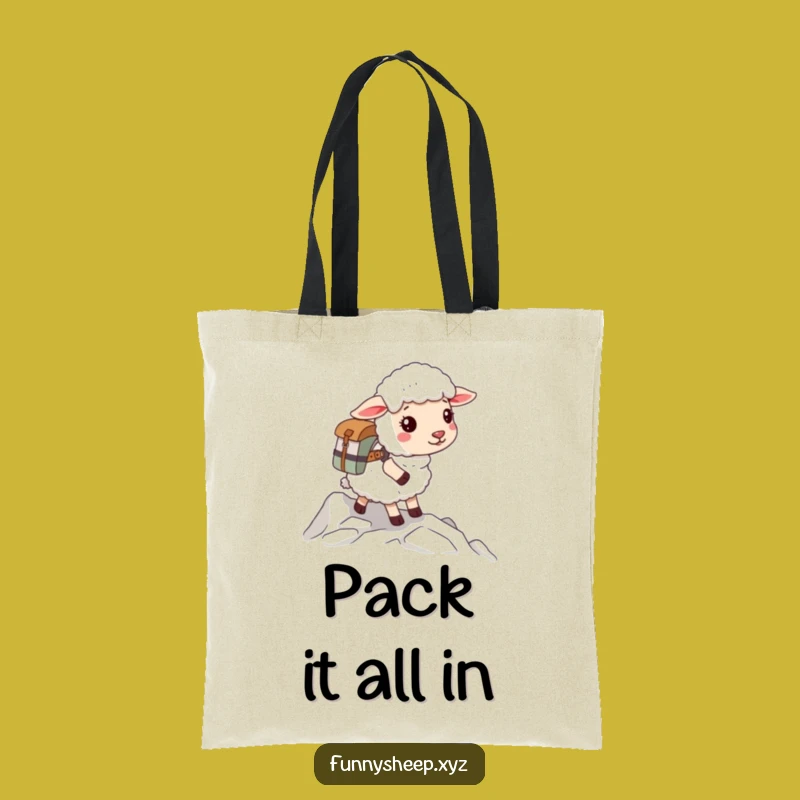 Funny Sheep Adventurer Tote Bag, Stylish Woolly Explorer Carryall, Practical Hiking Gift