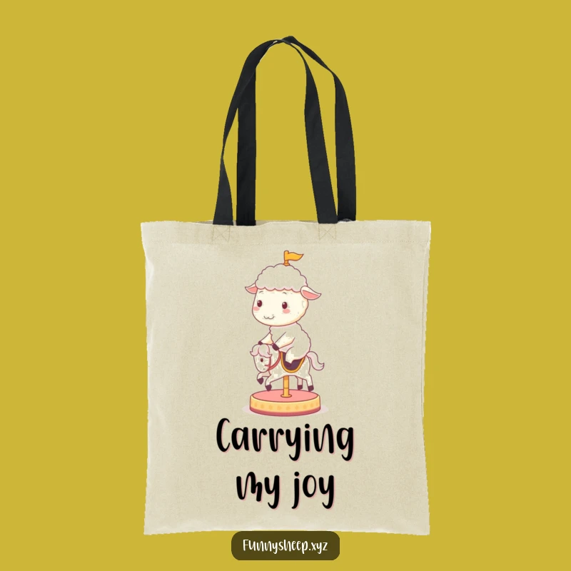 Funny Sheep Carousel Tote Bag: Carry Your Fun with This Cheerful Sheep Design!