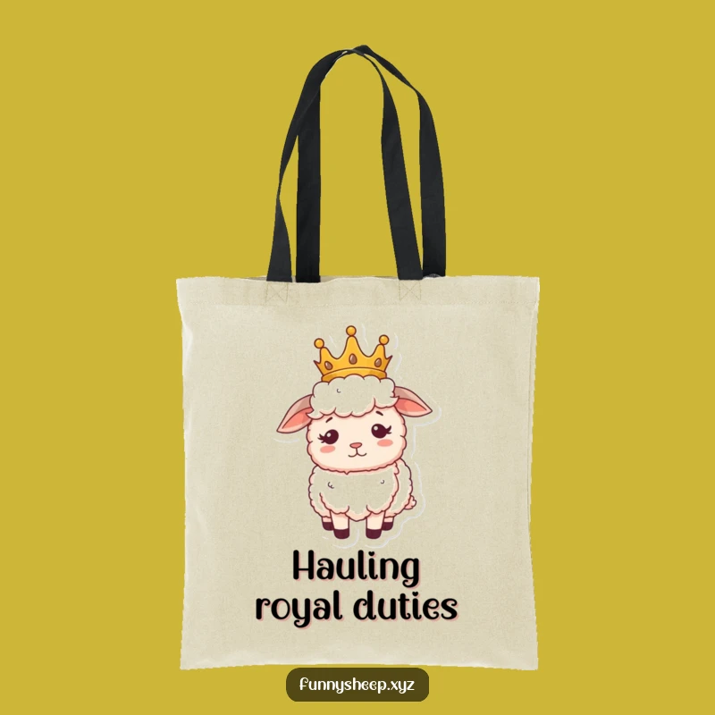 Funny Sheep Crown Tote Bag, Stylish Regal Confusion Carryall, Practical Humorous Gift