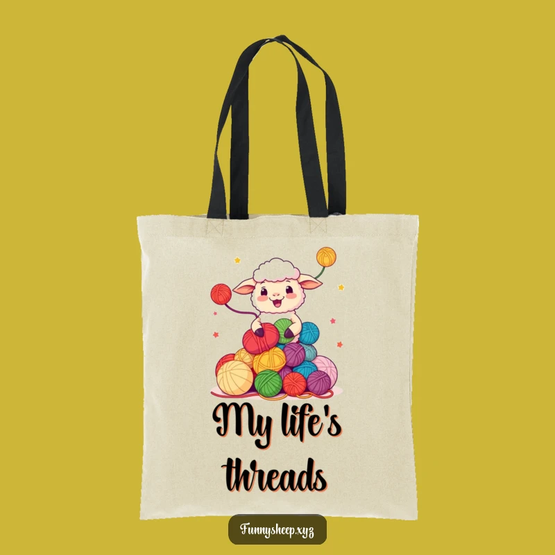 Funny Sheep Juggling Yarn Tote Bag: Crafty Carry-All, Perfect Funny Gift